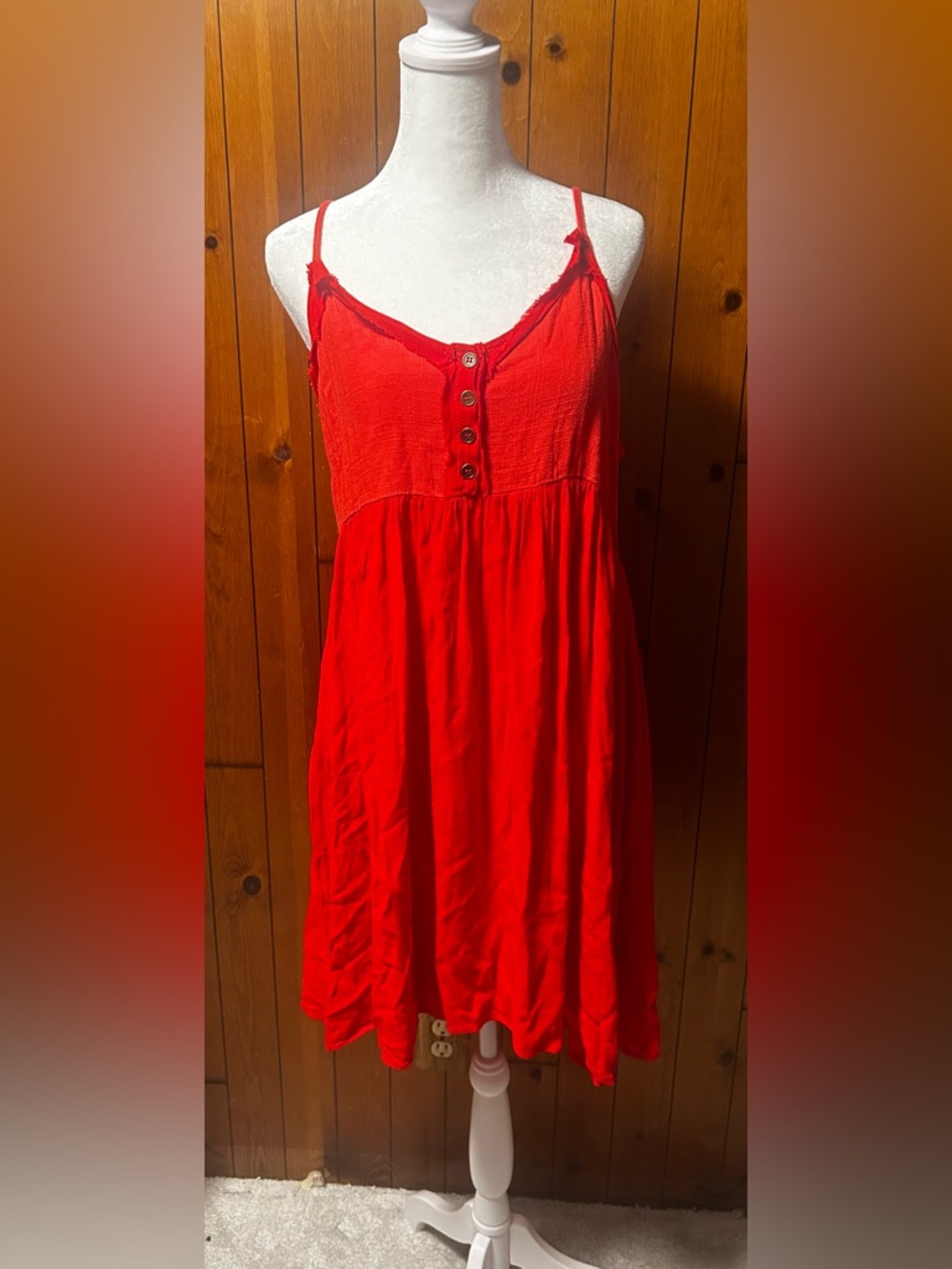 Umgee Bright Red Spaghetti Strap Dress